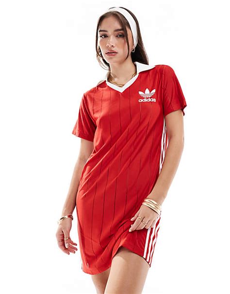 vestido de tres rayas en rojo adidas originals